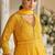Yellow chikankari embroidered faux georgette anarkali gown free size stitched 42