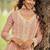Peach embroidered faux georgette anarkali suit free size stitched 42