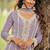 Lavender embroidered faux georgette anarkali suit free size stitched 42