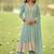 Aqua blue embroidered faux georgette anarkali suit free size stitched 42