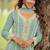 Aqua blue embroidered faux georgette anarkali suit free size stitched 42