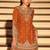 Orange chinon silk embroidered palazzo suit free size stitched 42