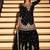 Black chinon silk embroidered palazzo suit free size stitched 42