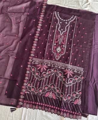 Purple pakistani crunchy silk heavy salwar kameez for women 4