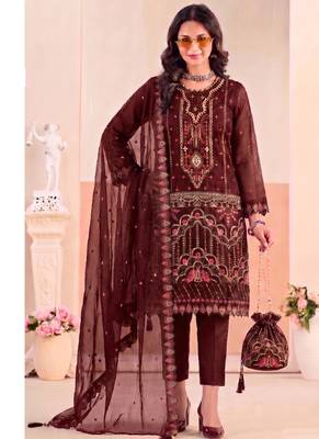 Red pakistani crunchy silk heavy salwar kameez for women 1