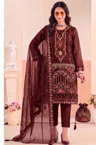 Red pakistani crunchy silk heavy salwar kameez for women