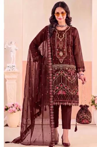 Red pakistani crunchy silk heavy salwar kameez for women