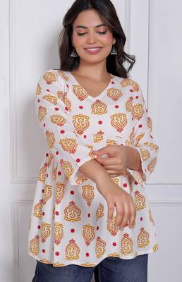 Women's rayon handmade block printed rayon fabric designer tops & tunics 5