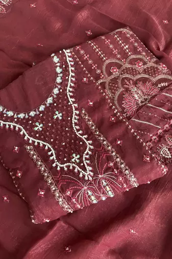 Red pakistani crunchy silk heavy salwar kameez for women