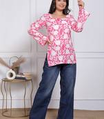 Women's rayon handmade block printed rayon fabric designer tops & tunics