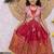Kids lavendar color  girls ethnic peacock motif woven red  gown with brocade jacket koti