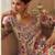 Light grey crepe silk  palazzo suit with print work - free size stitched 42