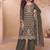 Heavy embroidery worked two ton moss silk grey suit for women