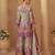 Light grey crepe silk  palazzo suit with print work - free size stitched 42