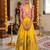 Kids lavendar color  girls ethnic peacock motif woven yellow   gown with brocade jacket koti