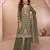 Heavy embroidery worked two ton moss silk parrot green suit for women