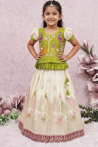 New kids white color little deer forest fantasy lehenga choli set