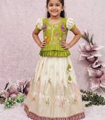 New kids white color little deer forest fantasy lehenga choli set