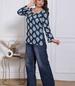 Women's rayon handmade block printed rayon fabric designer tops & tunics