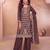 Heavy embroidery worked two ton moss silk purple suit for women