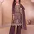 Heavy embroidery worked two ton moss silk purple suit for women