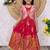 Kids lavendar color  girls ethnic peacock motif woven red  gown with brocade jacket koti