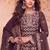 Heavy embroidery worked two ton moss silk purple suit for women