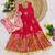 Kids lavendar color  girls ethnic peacock motif woven red  gown with brocade jacket koti