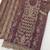 Heavy embroidery worked two ton moss silk purple suit for women