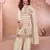 Heavy embroidery worked two ton moss silk white suit for women