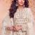 Heavy embroidery worked two ton moss silk white suit for women