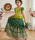 New  kids green color little deer forest fantasy lehenga choli set