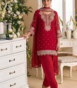 New georgette short salwar kameez pakistani style red