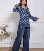 blue rayon printed kurtis
