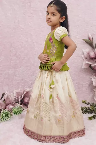 New kids white color little deer forest fantasy lehenga choli set