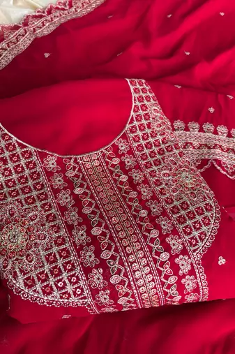 New georgette short salwar kameez pakistani style red
