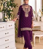 New georgette short salwar kameez pakistani style purple