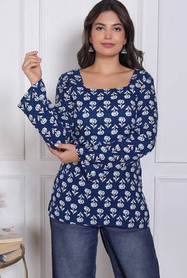Women's rayon handmade block printed rayon fabric designer tops & tunics 5