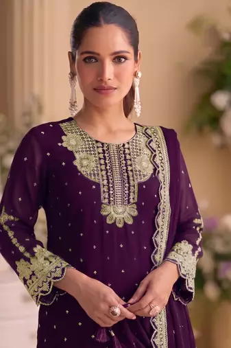 New georgette short salwar kameez pakistani style purple