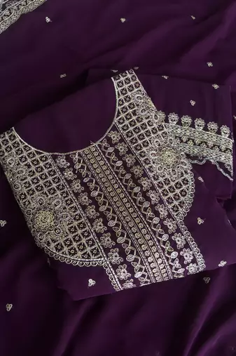 New georgette short salwar kameez pakistani style purple