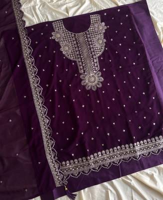 New georgette short salwar kameez pakistani style purple 4