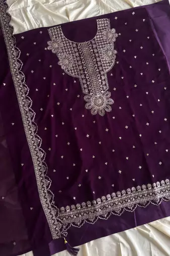 New georgette short salwar kameez pakistani style purple