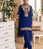 New georgette short salwar kameez pakistani style navy blue