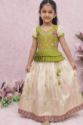 New kids white color little deer forest fantasy lehenga choli set