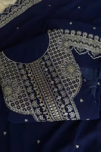 New georgette short salwar kameez pakistani style navy blue