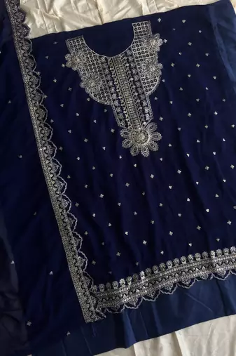 New georgette short salwar kameez pakistani style navy blue