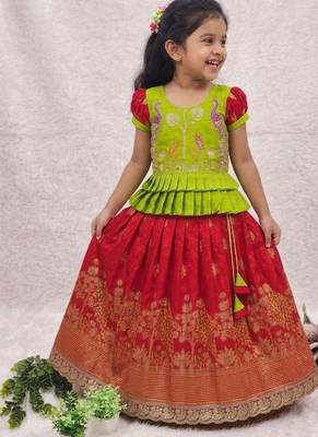 New kids red color little deer forest fantasy lehenga choli set 3