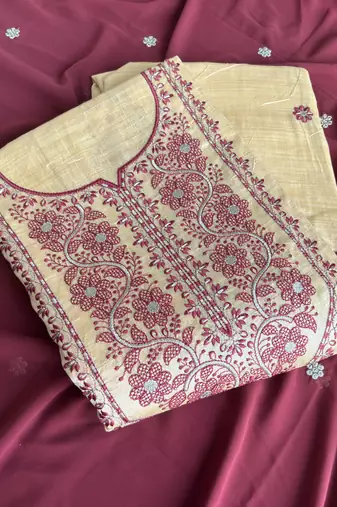 Khadi cotton white suit with pink dupatta 3 piece pair for women