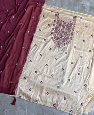 Khadi cotton white suit with pink dupatta 3 piece pair for women 4