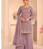 Lilac vichitra silk palazzo suit for women festival wear